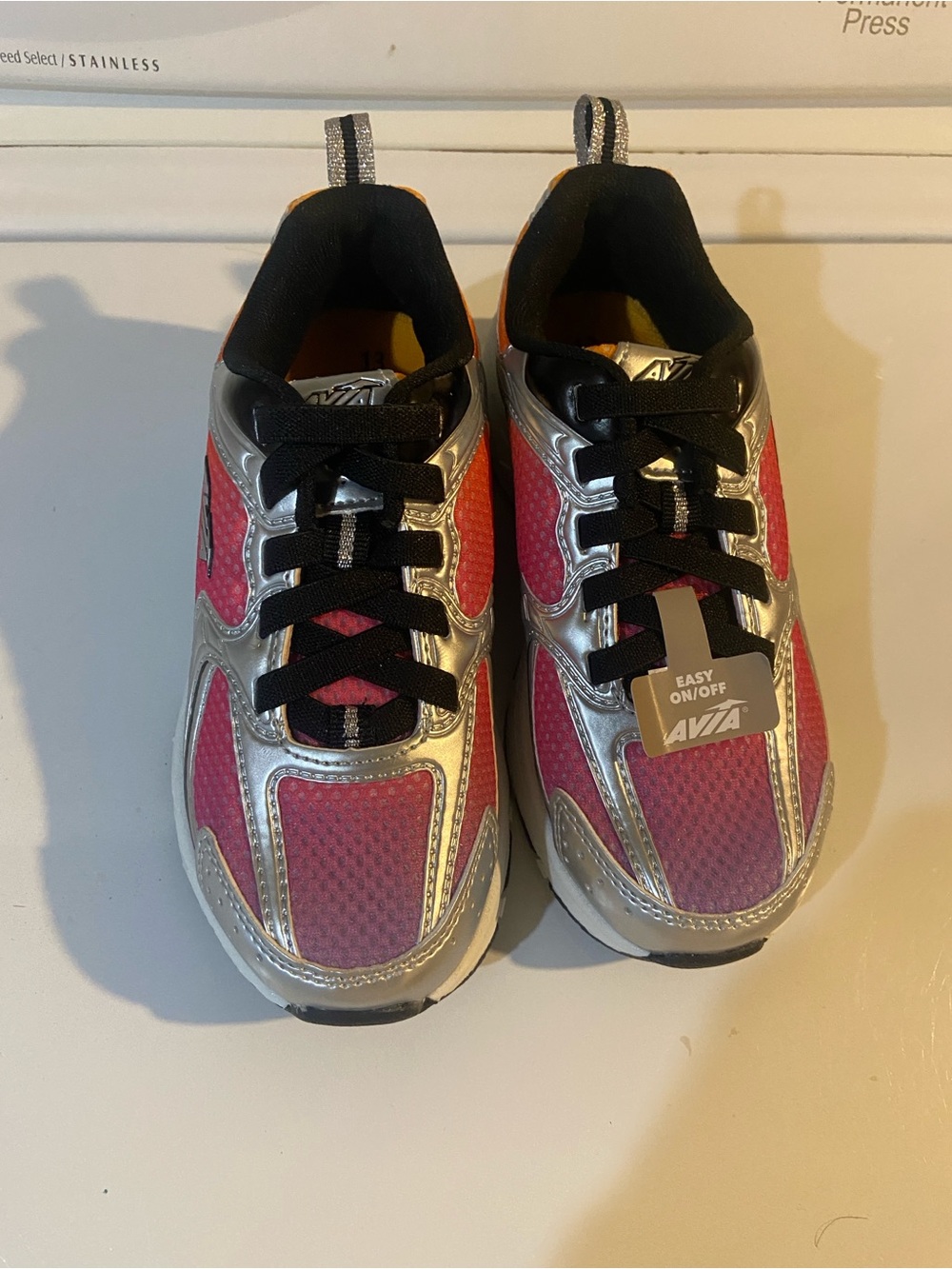 Avia Kids Pink and Silver Lace-Up Athletic Sneakers. new size 13